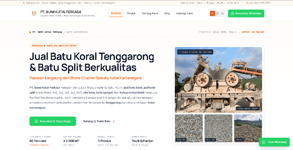 Website Resmi PT. Bumi Kutai Perkasa oleh Altareka - Jasa Website Tenggarong, Kukar & Kaltim